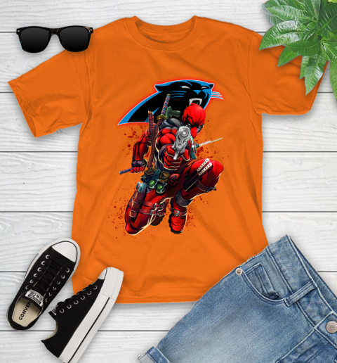 NFL Deadpool Marvel Comics Sports Football Carolina Panthers Youth T-Shirt 7