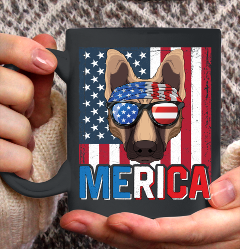 Independence Day German Shepherd Merica Flag 4th of July Dog American Puppy Ceramic Mug 11oz
