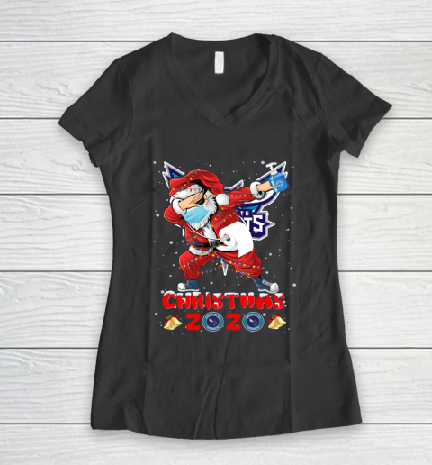 Charlotte Hornets Funny Santa Claus Dabbing Christmas 2020 NBA Women's V-Neck T-Shirt 6