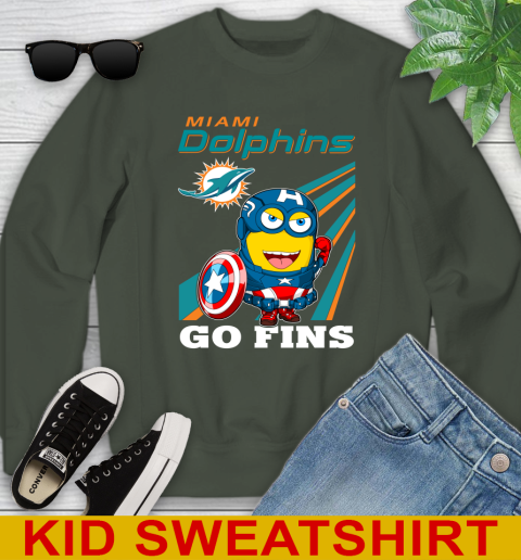 NFL Football Miami Dolphins Captain America Marvel Avengers Minion Shirt Youth Sweatshirt 9 NFL Football Miami Dolphins Captain America Marvel Avengers Minion Shirt Youth Sweatshirt - Image 9