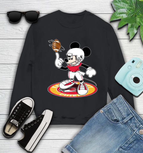 NFL Football Kansas City Chiefs Cheerful Mickey Disney Shirt Youth Sweatshirt