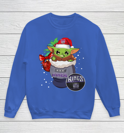 Sacramento Kings Christmas Baby Yoda Star Wars Funny Happy NBA Youth Sweatshirt 8
