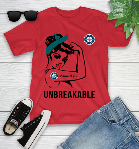 MLB Seattle Mariners Girl Unbreakable Baseball Sports Youth T-Shirt 8