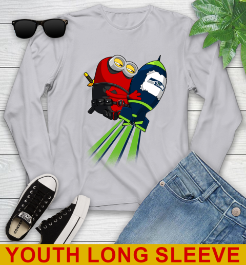 NFL Football Seattle Seahawks Deadpool Minion Marvel Shirt Youth Long Sleeve 5