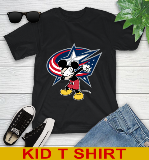 Columbus Blue Jackets NHL Hockey Dabbing Mickey Disney Sports Youth T-Shirt 2