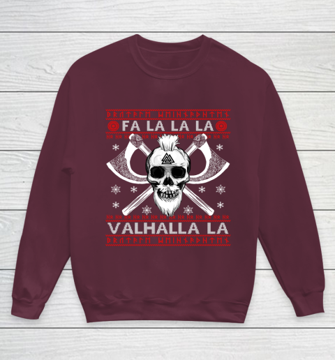Ugly Christmas Sweater Fa La La Valhalla Viking Youth Sweatshirt 4