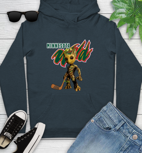 Minnesota Wild NHL Hockey Groot Marvel Guardians Of The Galaxy Youth Hoodie 8
