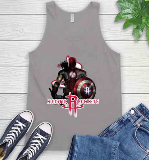 Houston Rockets NBA Basketball Captain America Thor Spider Man Hawkeye Avengers Tank Top 4