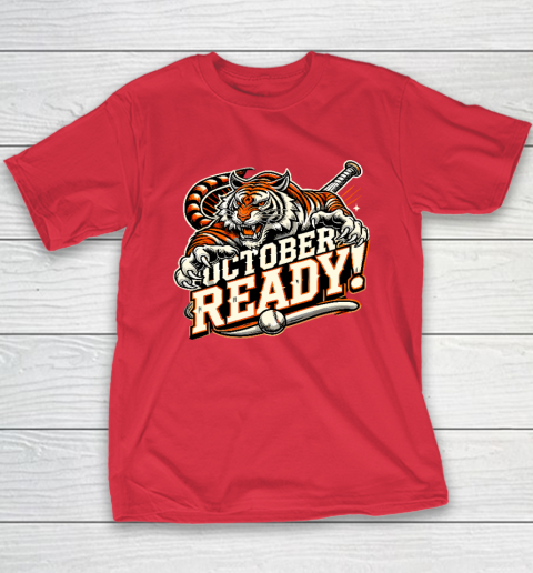 October Ready Baseball Tiger Fan Youth T-Shirt 7