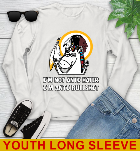 Washington Redskins NFL Football Unicorn I'm Not Anti Hater I'm Anti Bullshit Youth Long Sleeve 12
