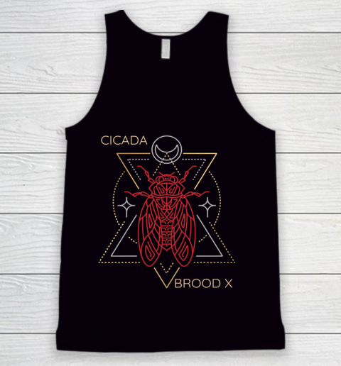 Cicada 2021 Funny tshirt Brood X Magical Lunar Line Drawing Tank Top