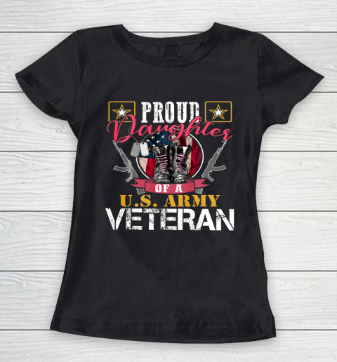 Veteran Shirt Vintage Proud Daughter Of A U S Army Veteran Gift Mom Dad Women's T-Shirt
