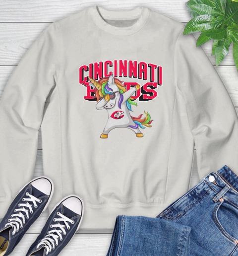 Cincinnati Reds MLB Baseball Funny Unicorn Dabbing Sports Sweatshirt 12