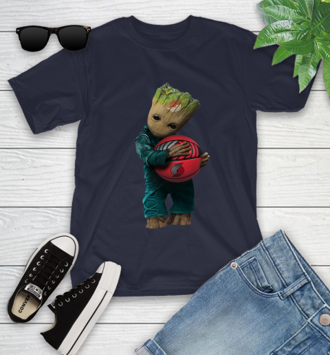 NBA Groot Guardians Of The Galaxy Basketball Sports Portland Trail Blazers Youth T-Shirt 3