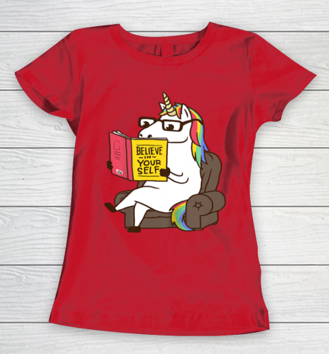Unicorn Shirt Believe in Yourself Motivational Book Lover Women's T-Shirt 10