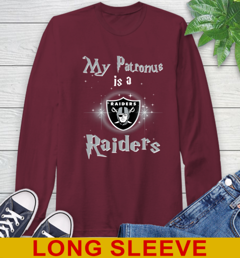 NFL Football Harry Potter My Patronus Is A Oakland Raiders Long Sleeve T-Shirt 7