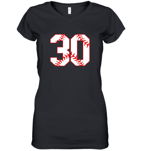 Thirtieth Birthday Party 30th Baseball Shirt Born 1989 Women's V-Neck T-Shirt