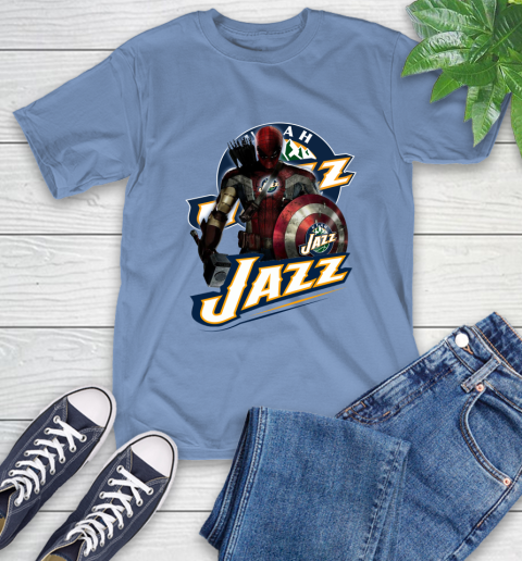 Utah Jazz NBA Basketball Captain America Thor Spider Man Hawkeye Avengers T-Shirt 11
