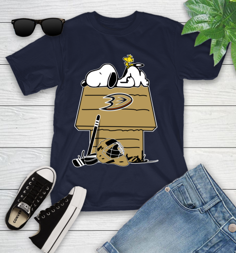 Anaheim Ducks NHL Hockey Snoopy Woodstock The Peanuts Movie Youth T-Shirt 3