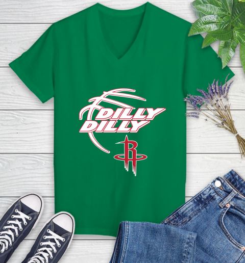 NBA Houston Rockets Dilly Dilly Basketball Sports Women's V-Neck T-Shirt 5