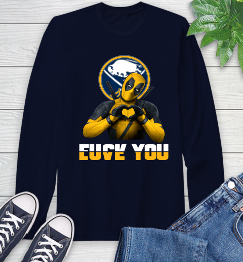 NHL Buffalo Sabres Deadpool Love You Fuck You Hockey Sports Long Sleeve T-Shirt 3