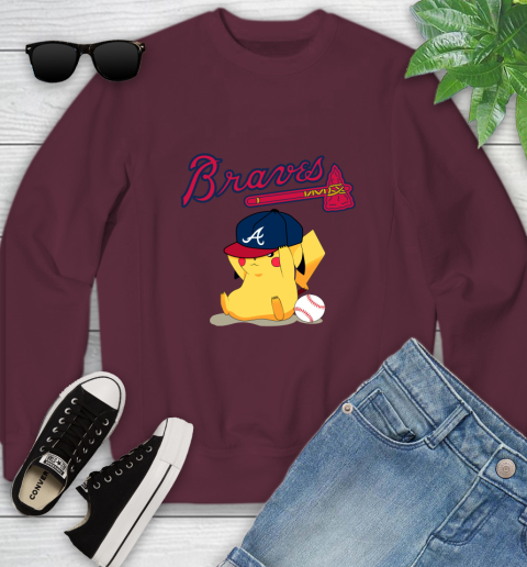 MLB Pikachu Baseball Sports Atlanta Braves Youth Sweatshirt 5
