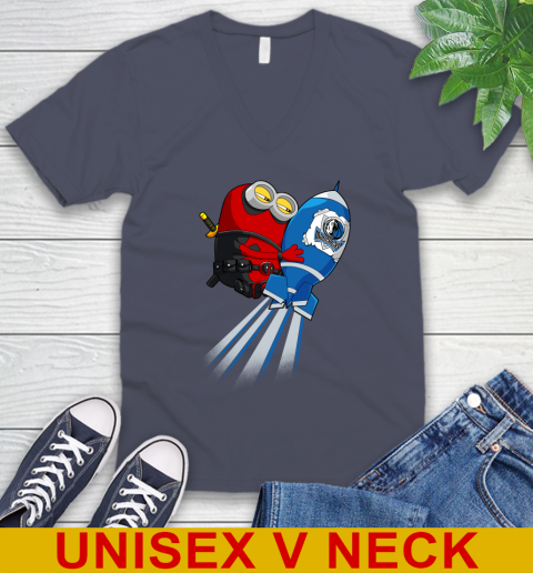 NBA Basketball Dallas Mavericks Deadpool Minion Marvel Shirt V-Neck T-Shirt 7