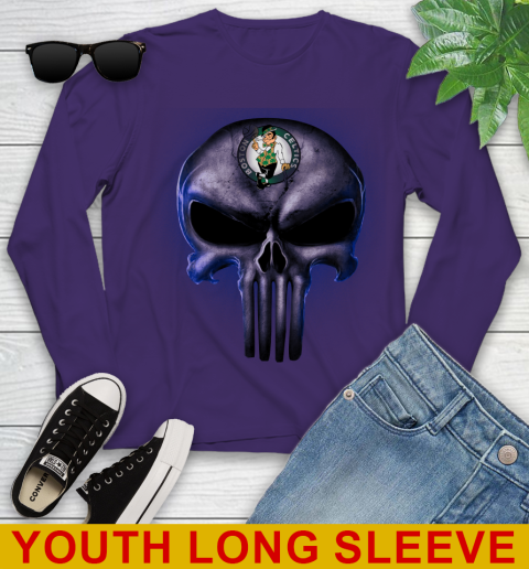 Boston Celtics NBA Basketball Punisher Skull Sports Youth Long Sleeve 4