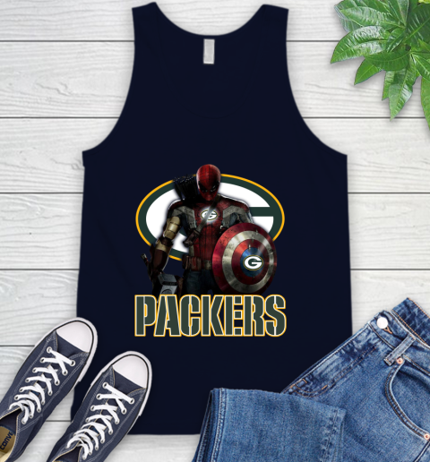NFL Captain America Thor Spider Man Hawkeye Avengers Endgame Football Green Bay Packers Tank Top 3