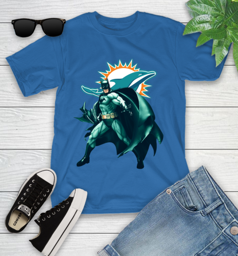 NFL Batman Football Sports Miami Dolphins Youth T-Shirt 9