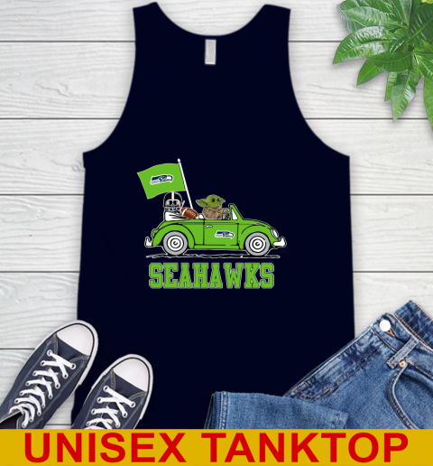 NFL Football Seattle Seahawks Darth Vader Baby Yoda Driving Star Wars Shirt Tank Top 3
