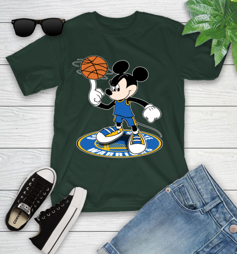 NBA Basketball Golden State Warriors Cheerful Mickey Disney Shirt Youth T-Shirt 5
