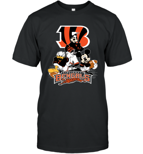 NFL Cincinnati Bengals Mickey Mouse Donald Duck Goofy Football T Shirt