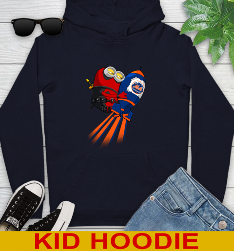 MLB Baseball New York Mets Deadpool Minion Marvel Shirt Youth Hoodie 3