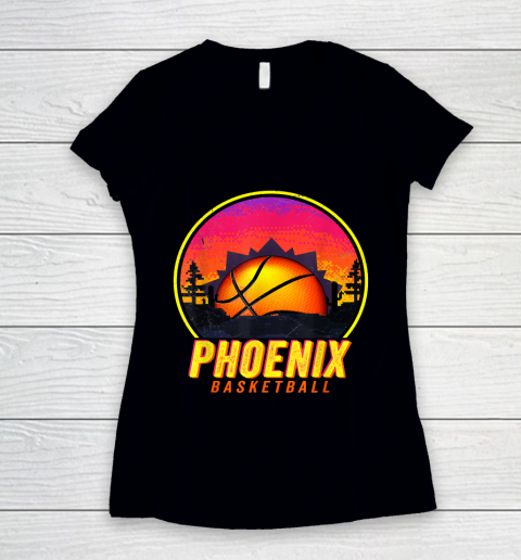 The Valley Pixel Sun Rise Phoenix Arizona Basketball Fan Classic T Shirt Women's V-Neck T-Shirt