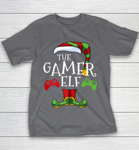 Gamer Elf Family Matching Christmas Funny Gaming Pajama Youth T-Shirt 5