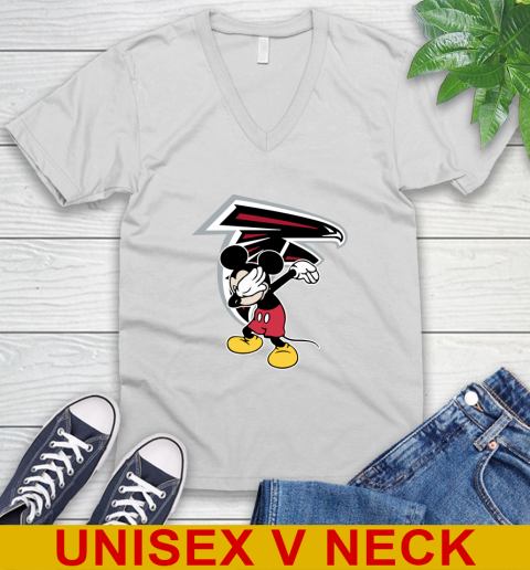 Atlanta Falcons NFL Football Dabbing Mickey Disney Sports V-Neck T-Shirt