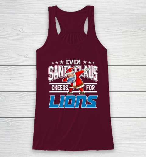Detroit Lions Even Santa Claus Cheers For Christmas NFL Racerback Tank 2
