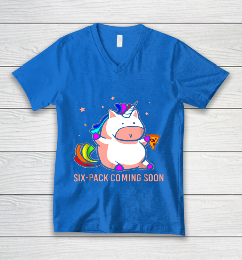 Unicorn Six Pack Funny Cute Shirt Coming Soon Fat Unicorn V-Neck T-Shirt 5
