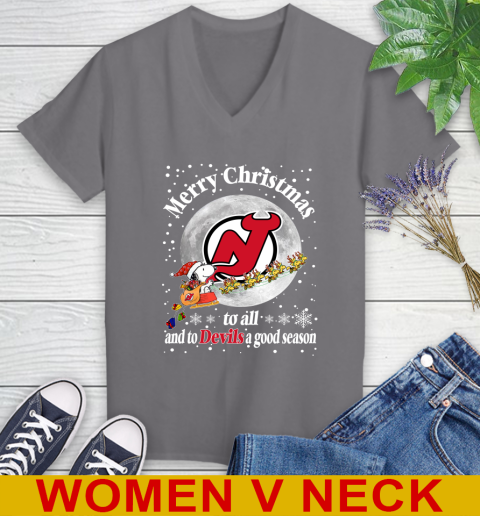 New Jersey Devils Merry Christmas To All And To Devils A Good Season NHL Hockey Sports Women's V-Neck T-Shirt 11