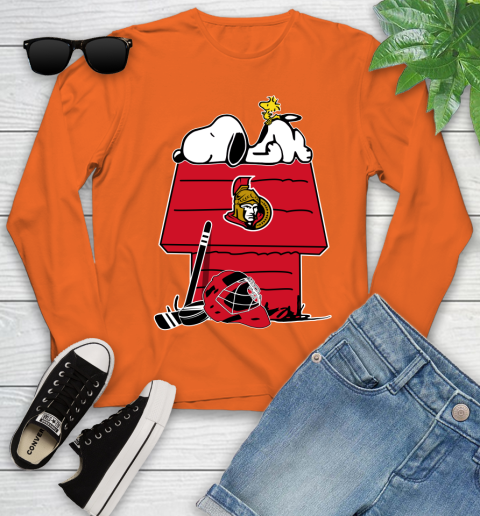 Ottawa Senators NHL Hockey Snoopy Woodstock The Peanuts Movie Youth Long Sleeve 4