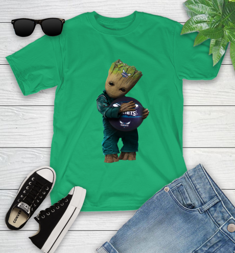 NBA Groot Guardians Of The Galaxy Basketball Sports Charlotte Hornets Youth T-Shirt 6