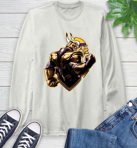NFL Thanos Avengers Endgame Football Sports Minnesota Vikings Long Sleeve T-Shirt 12