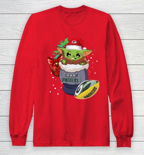 Green Bay Packers Christmas Baby Yoda Star Wars Funny Happy NFL Long Sleeve T-Shirt 10