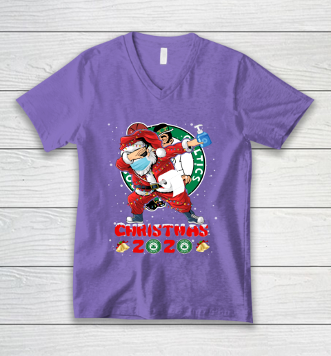 Boston Celtics Funny Santa Claus Dabbing Christmas 2020 NBA V-Neck T-Shirt 8