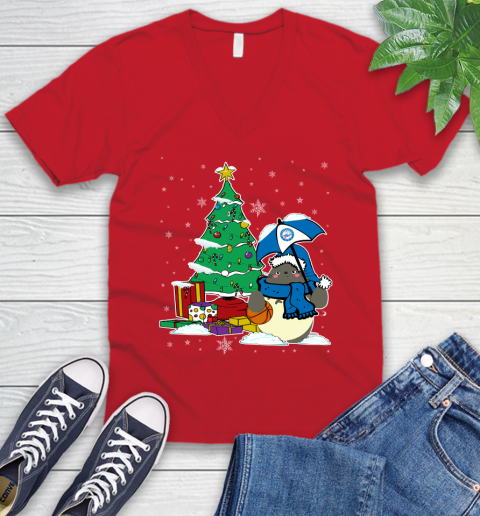 Philadelphia 76ers NBA Basketball Cute Tonari No Totoro Christmas Sports V-Neck T-Shirt 6
