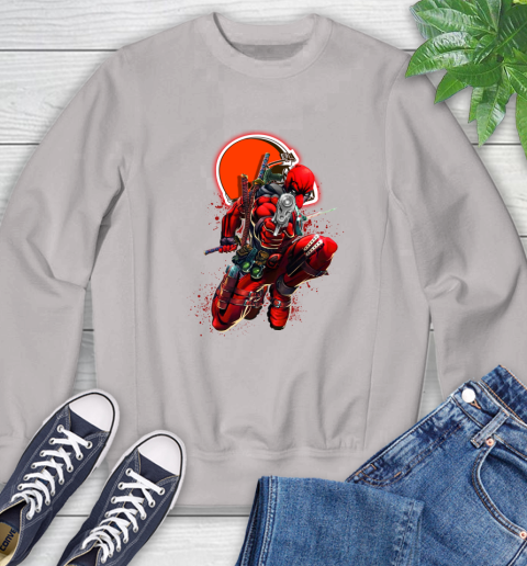 NFL Deadpool Marvel Comics Sports Football Cleveland Browns Sweatshirt 12