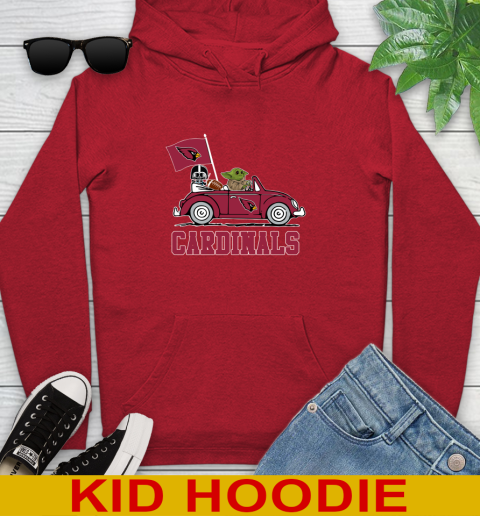 NFL Football Arizona CardinalsDarth Vader Baby Yoda Driving Star Wars Shirt Youth Hoodie 11