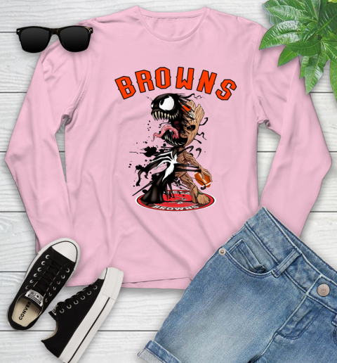 NFL Cleveland Browns Football Venom Groot Guardians Of The Galaxy Youth Long Sleeve 10