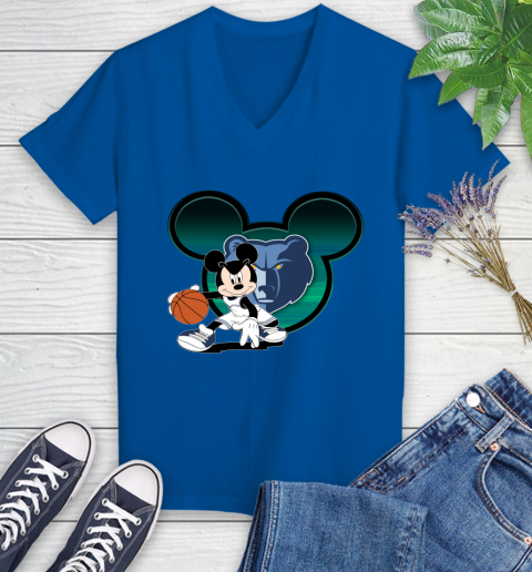 NBA Memphis Grizzlies Mickey Mouse Disney Basketball Women's V-Neck T-Shirt 10